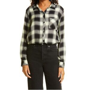 Rails Hunter Plaid Button‎ Up Shirt, Long Sleeve, 90's Black/White, Small, NWT